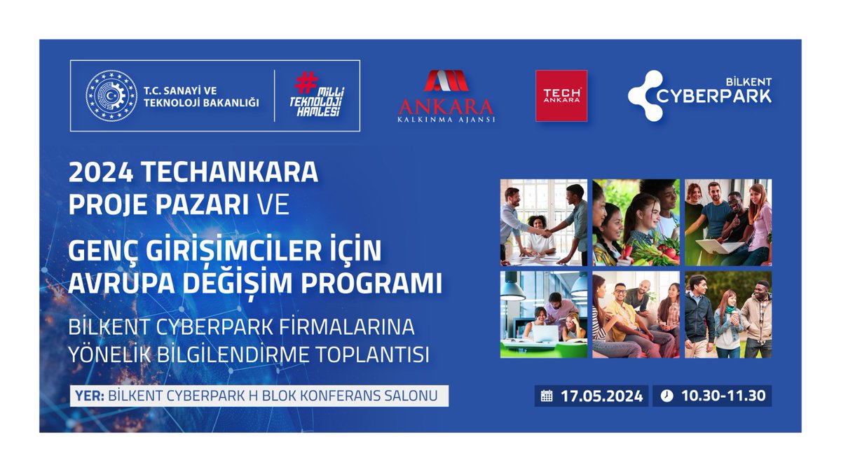 Bilkent CYBERPARK tarafından @ankaraka iş birliğinde gerçekleştirilecek “@TechAnkara Proje Pazarı 2024 ve Genç Girişimciler Avrupa Değişim Programı” bilgilendirme toplantısına davetlisiniz! 🤩 📆 17 Mayıs 2024 ⏰ 10.30 📍 Bilkent CYBERPARK Kayıt için 👉 bit.ly/3UuXDql
