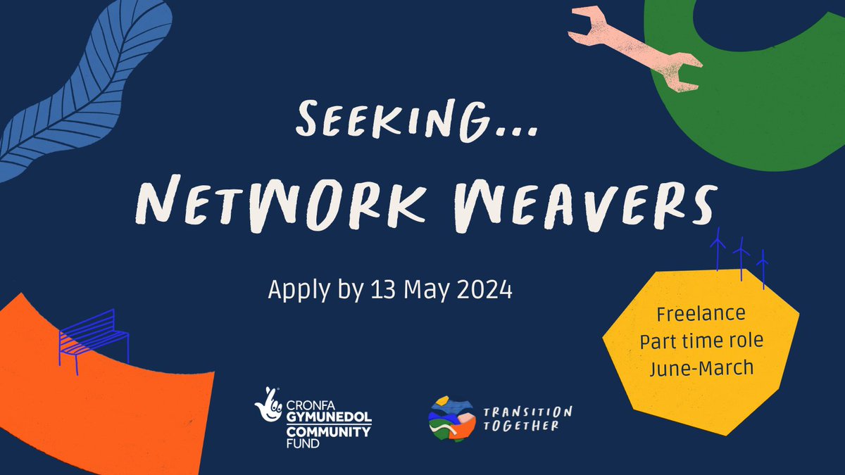 Closing soon! 4 days left to apply to become our Network Weavers, to deepen relationships in the Transition Movement in England & Wales, support regional networks and co-design a Transition Assembly to take place early next year. Read more & apply: transitiontogether.org.uk/seeking-networ…