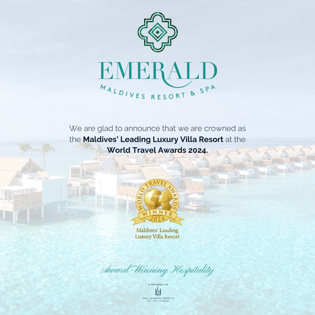 A heartfelt thank you to our amazing guests for making us the Maldives' Leading Luxury Villa Resort in the World Travel Awards 2024! Your trust and support mean the world to us, and we can't wait to continue creating unforgettable experiences together. 

#WorldTravelAwards