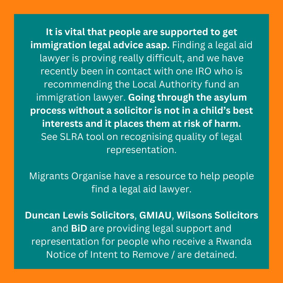 Legal advice & representation: @WilsonsLondon: tinyurl.com/mvd9karr @BIDdetention: tinyurl.com/ywfj966e @DuncanLewis: tinyurl.com/28svnnku @GMIAU: tinyurl.com/anevudzf @SLRAcharity tool: tinyurl.com/3s7vkrpd @migrantsorg resource: tinyurl.com/4wxcbh3z 4/