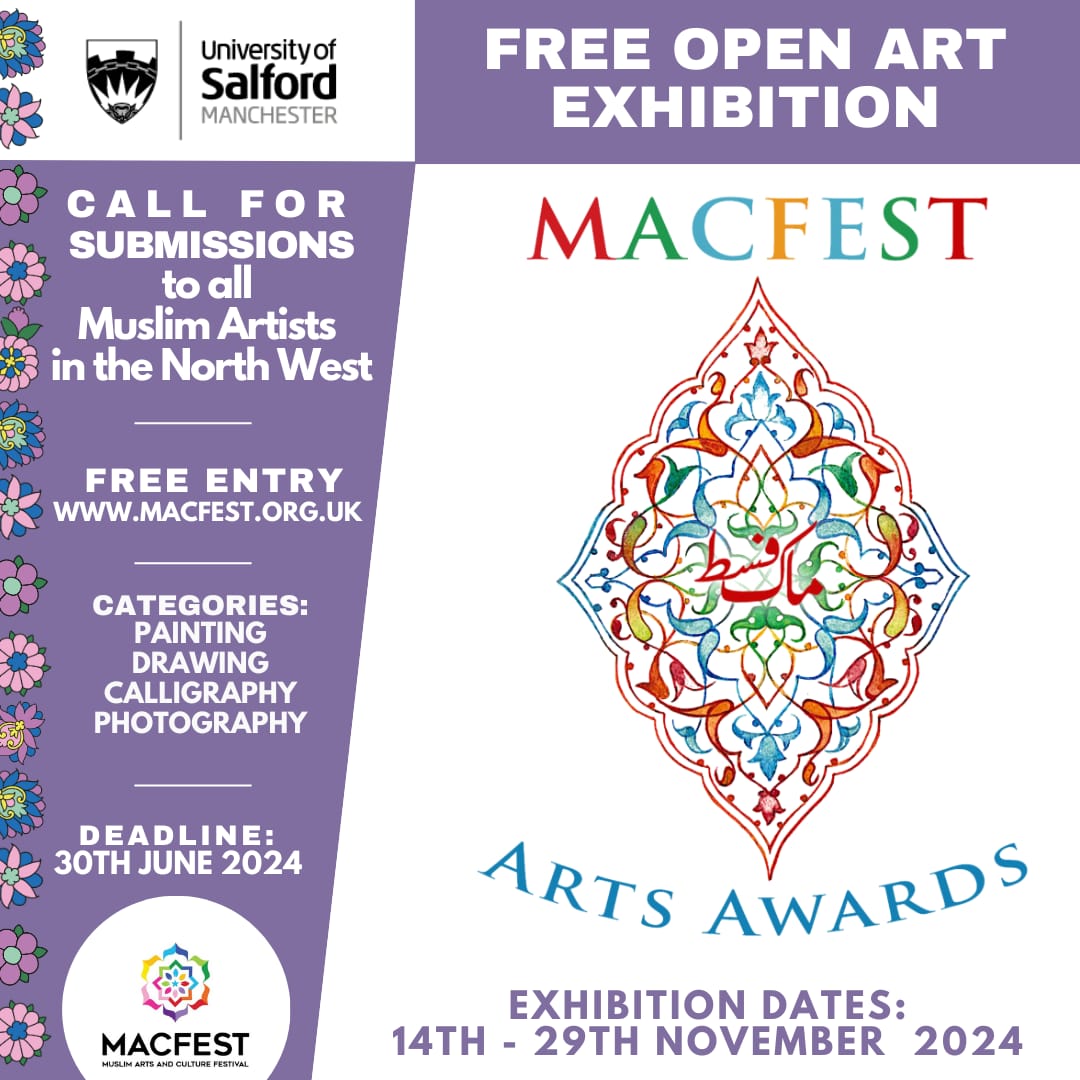 😍👏🎨🖌️Delighted to launch #macfest #arts #awards #EXHIBITION partnership with @SalfordUni celebrating #Muslim NW #artists @ace_national @BritishArts @MACFESTUK @mwartfoundation @BBCRadioManc #Calligraphy #painting #drawingart #photography #arts @RabnawazA @FFEUnyc @GMLO_UK