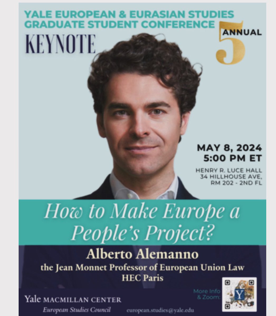 Today I’m @Yale University to deliver a public lecture on “How to Make Europe a People’s Project”. I can’t think of a better way to celebrate Europe’s Day than by striving to fix the original sin of European integration. At a time in which the power wielded by the EU…