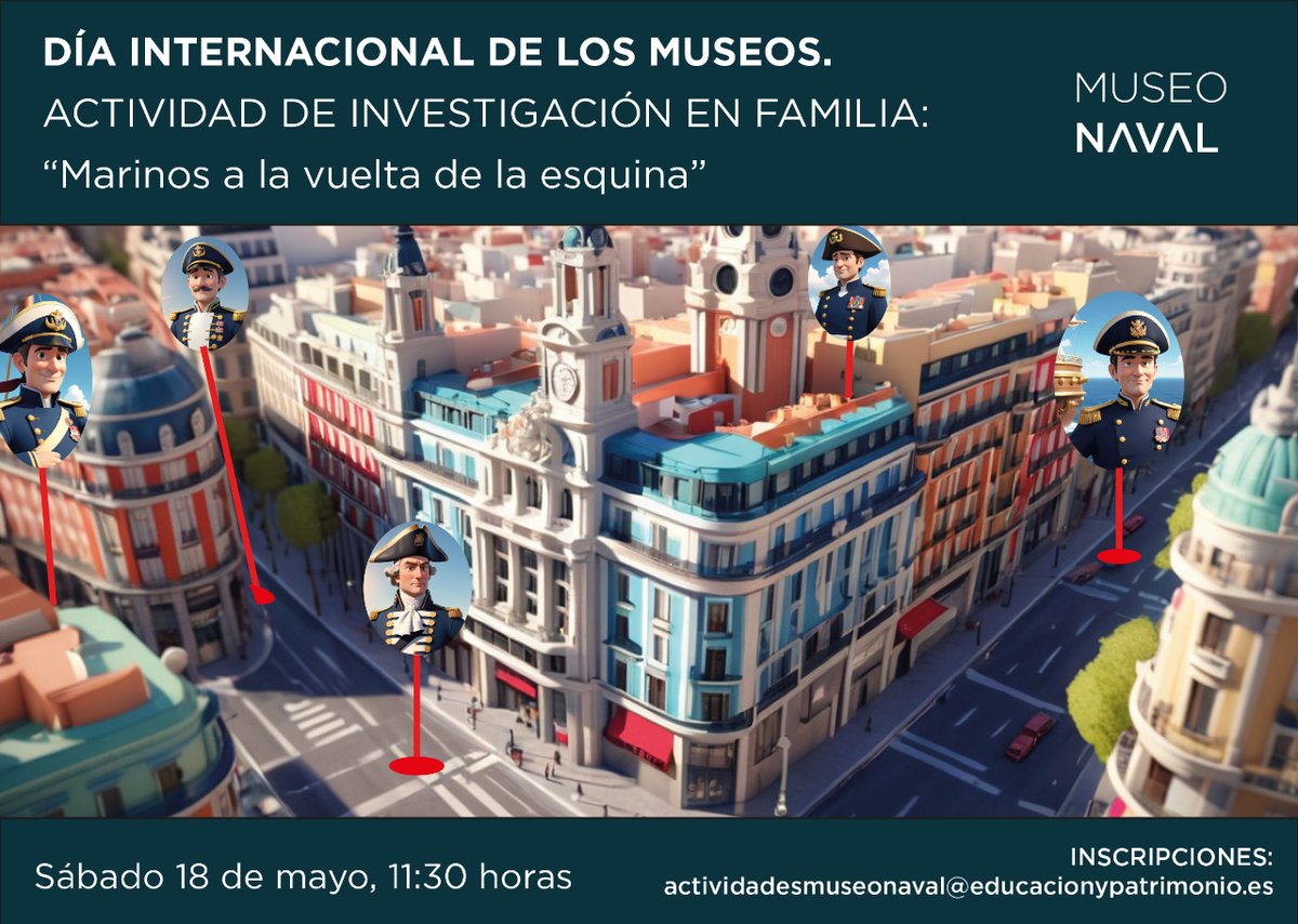 ¡Ya tenemos actividad para el Día Internacional de los Museos 2024! ⚓️ Marinos a la vuelta de la esquina ⚓️ 🗓️ 18 Mayo ⏰ 11:30 h  👨‍👩‍👧‍👧 Actividad familiar 🖊️ actividadesmuseonaval@educacionypatrimonio.es Pincha para saber mejor en qué consiste 👉bit.ly/3QAAX6E #DIM24