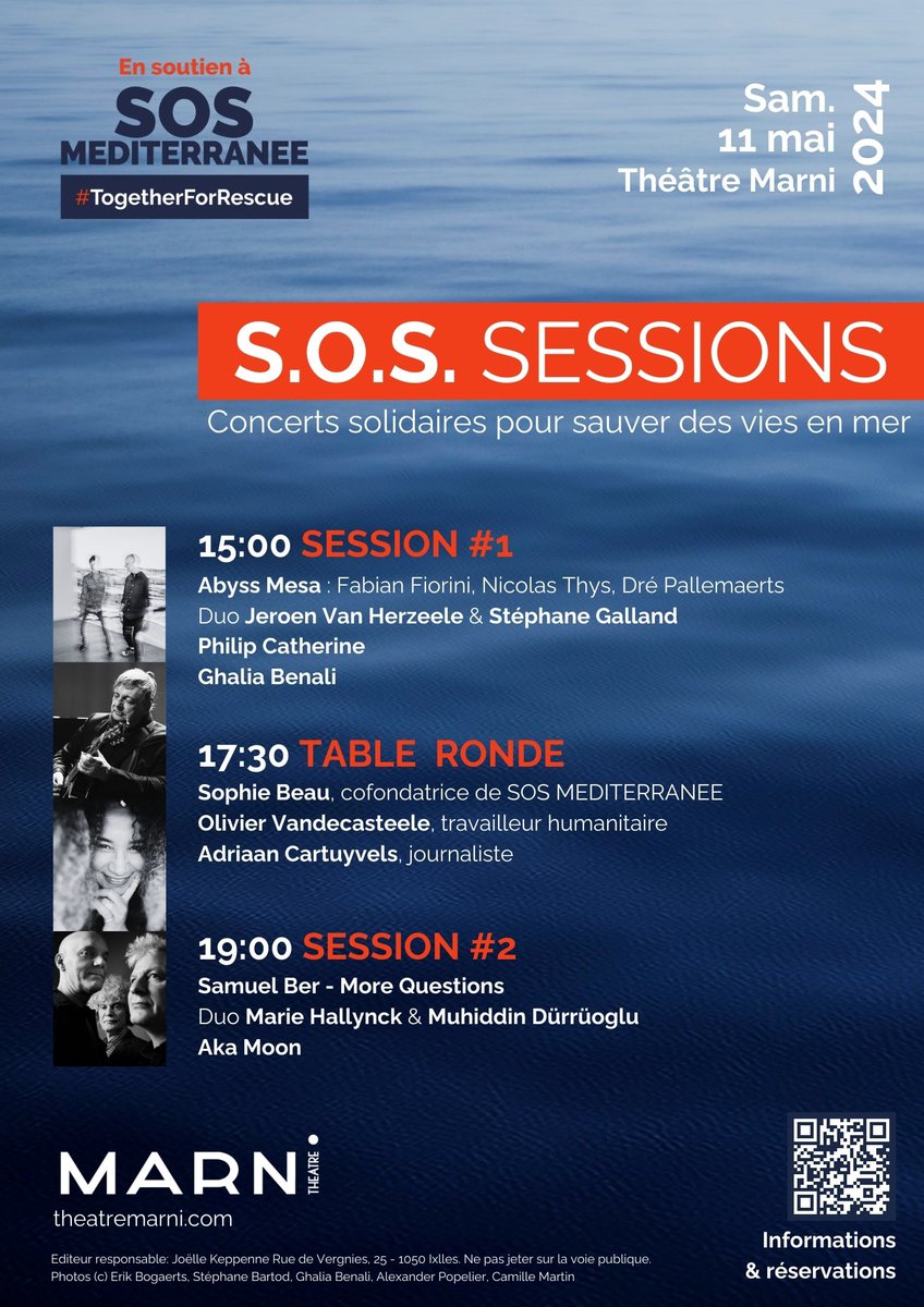🆘 J-3 concerts & table ronde de soutien à @SOSMedFrance ce 11 mai 📍@TheatreMarni Bruxelles 🇧🇪 👉 La Méditerranée est la voie la + dangereuse dans le 🌍 pour les migrants & réfugiés 🛟 Alors soutenons les initiatives citoyennes 💪 Infos bit.ly/Protect-H #TogetherForRescue