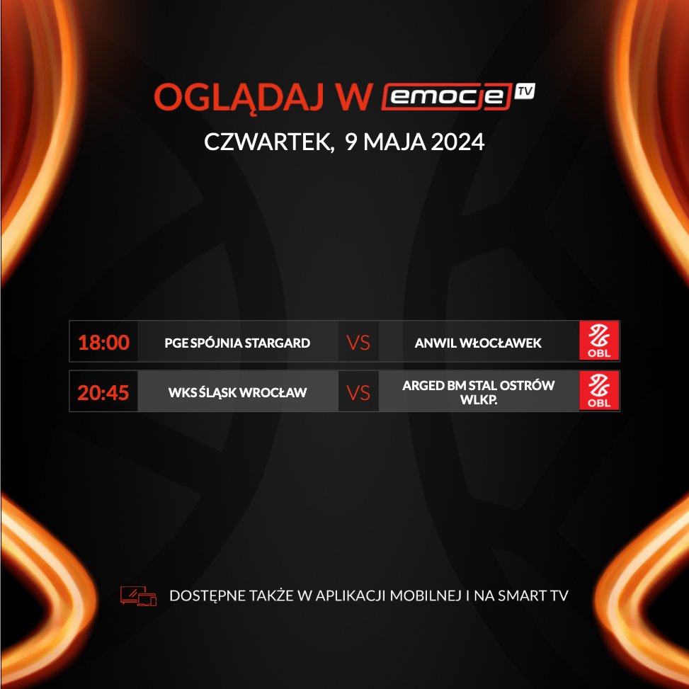 Czwartek pełen koszykarskich emocji dzięki ćwierćfinałom play-off ORLEN Basket Liga! 🏀

Zapraszamy na transmisję dwóch meczów 👇