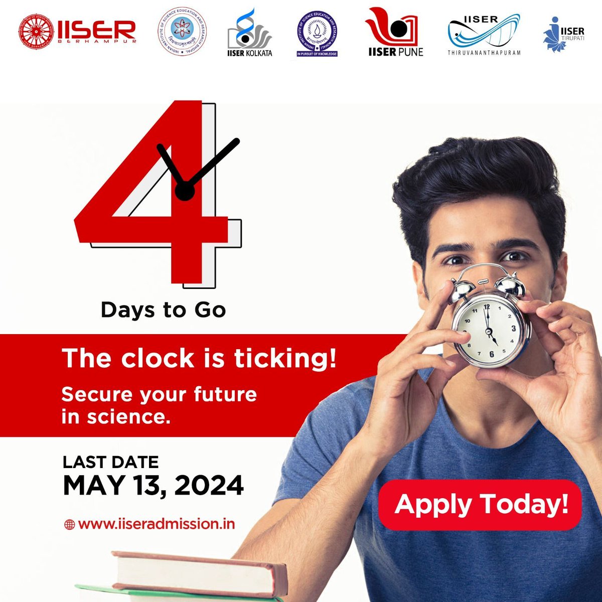 Only 4 days left to seize your opportunity.
Apply before 13th May 2024!
For more details, visit iiseradmission.in
#IISERs #AdmissionsOpen #IAT2024 #ScienceEducation #Research #BSMS #CampusLife