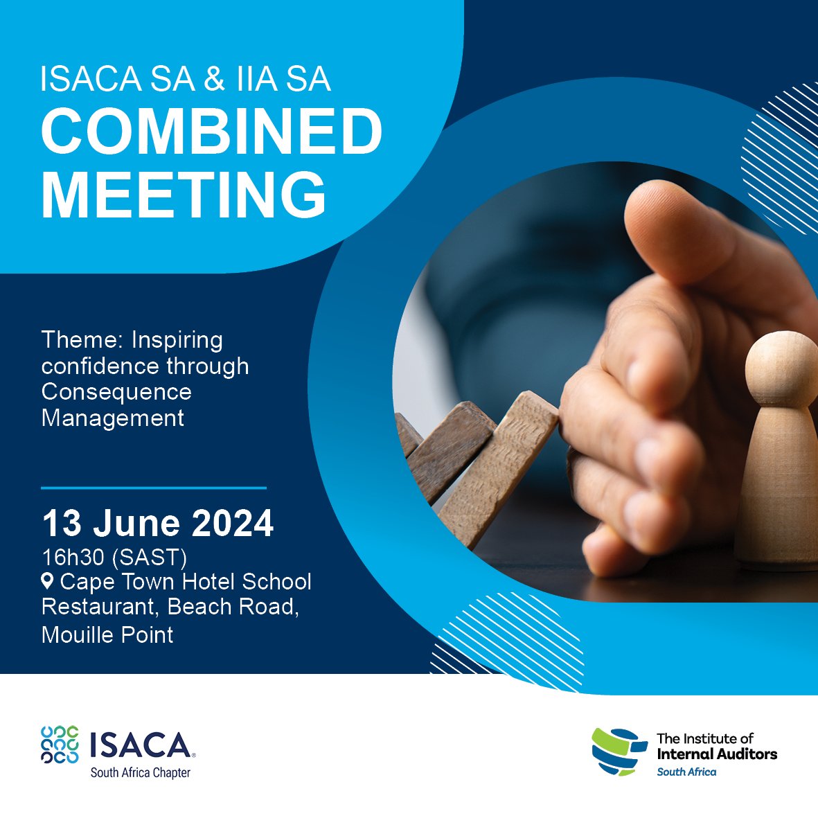 Join us for an inspiring collaboration between ISACA SA & IIA SA!  

13 June 2024, 16h30, Cape Town Hotel School Restaurant, Mouille Point. 

See you there! 

#inspireconfidence #isacasa #iiasa