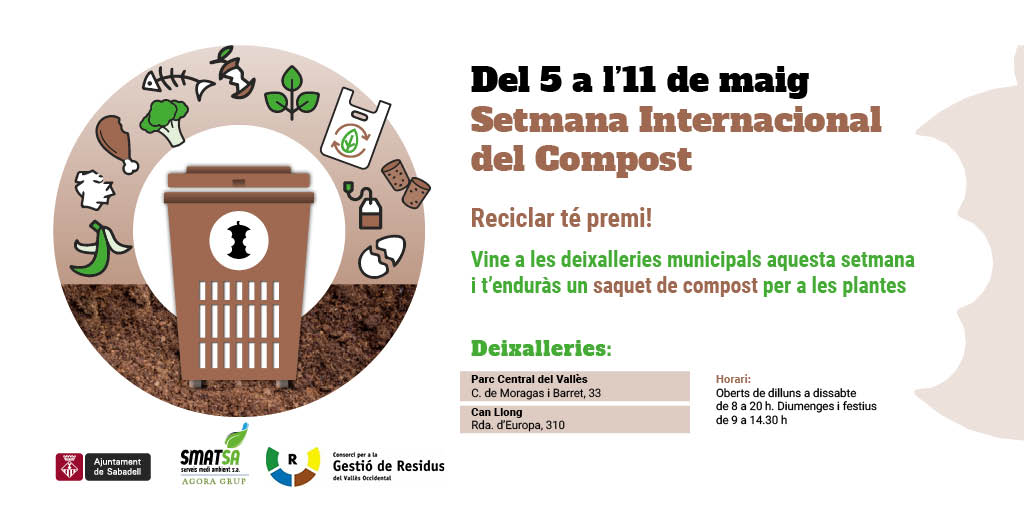 Aj_Sabadell's tweet image. #Sabadell ♻️ Recliclar té premi❗

📅 Fins al 13 de maig
👉 Vine a les deixalleries municipals i t'enduràs un saquet de compost per a les plantes 🌱

🟢 Setmana Internacional del Compost 🟤

#Orgànica #Compost