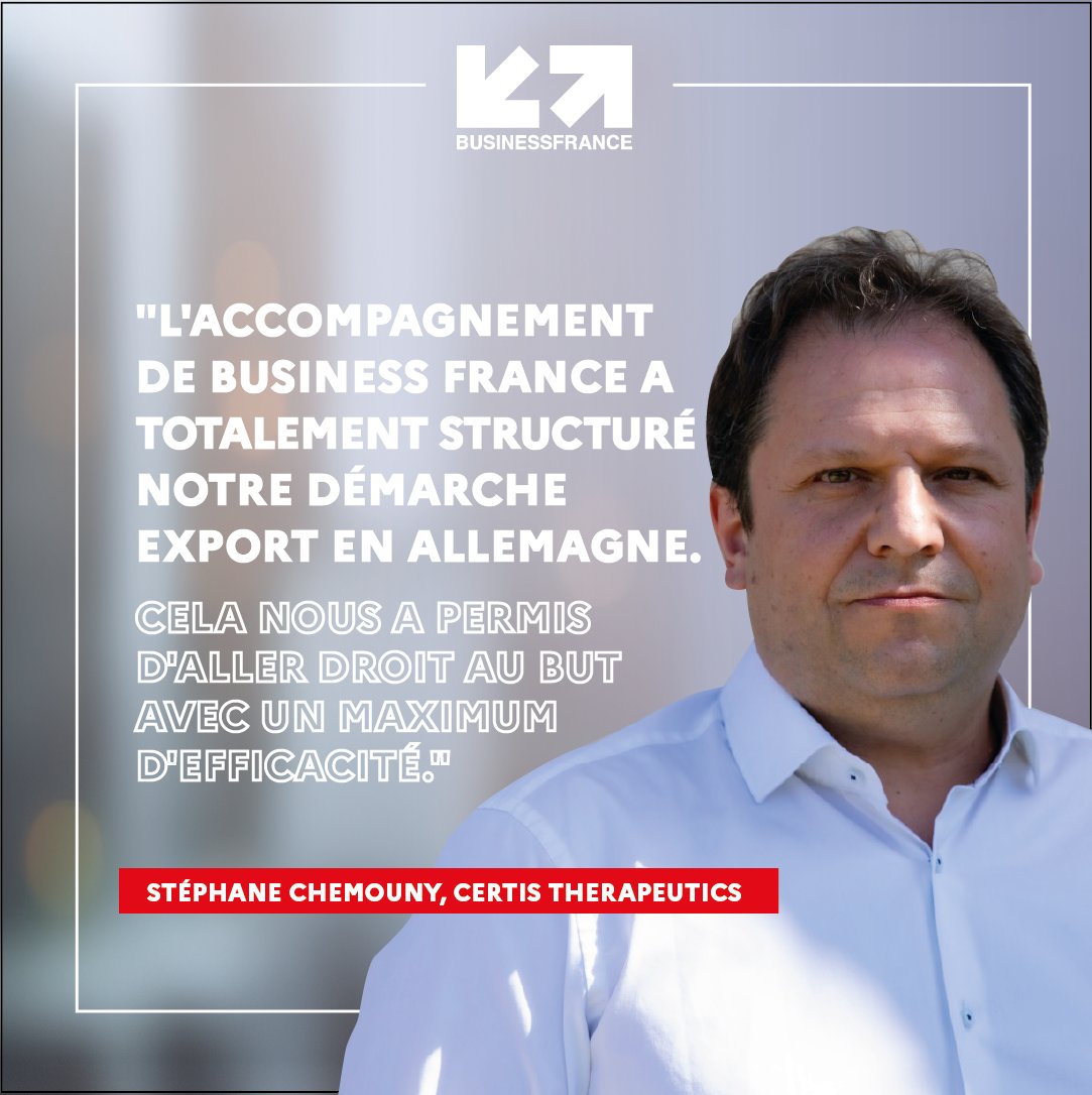 [Inspire, exporte 🌍] Avec l’appui de #BusinessFrance, Stéphane Chemouny, CEO de Certis Therapeutics est parti à la conquête du marché allemand, et son aventure #export est loin d’être terminée ! Entrepreneurs, à vous l’international👉 ow.ly/gRAA50Rxt9K #Osezlexport