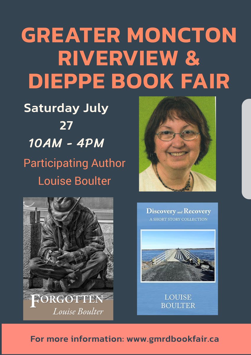 From now until the BIG DAY - July 27th - you will meet the authors participating at the Fair. Fun times and so many great stories. Visit the website for more info. gmrdbookfair.ca