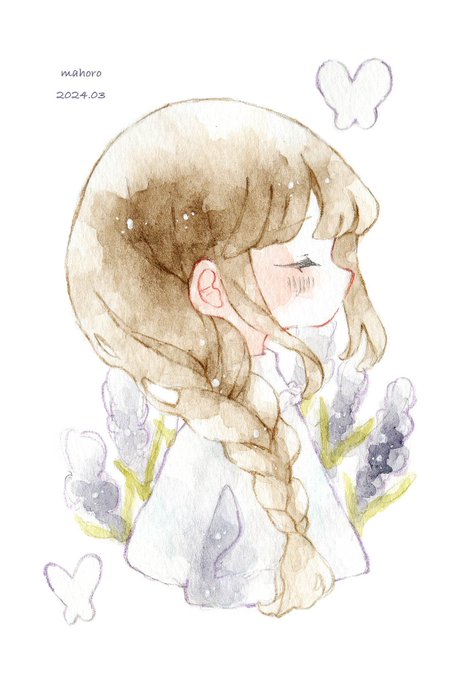 「brown hair purple flower」 illustration images(Latest)