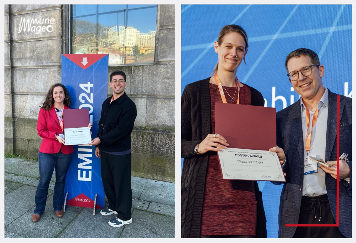 Not only presented nine  Immune-Image researchers their research during the #EMIM2024 poster presentation, three of them also received an award! Congratulations to Eliane, Julia and Alvaro, and Mohit!

Learn more about the presentations at EMIM here: immune-image.eu/news/emim-2024…