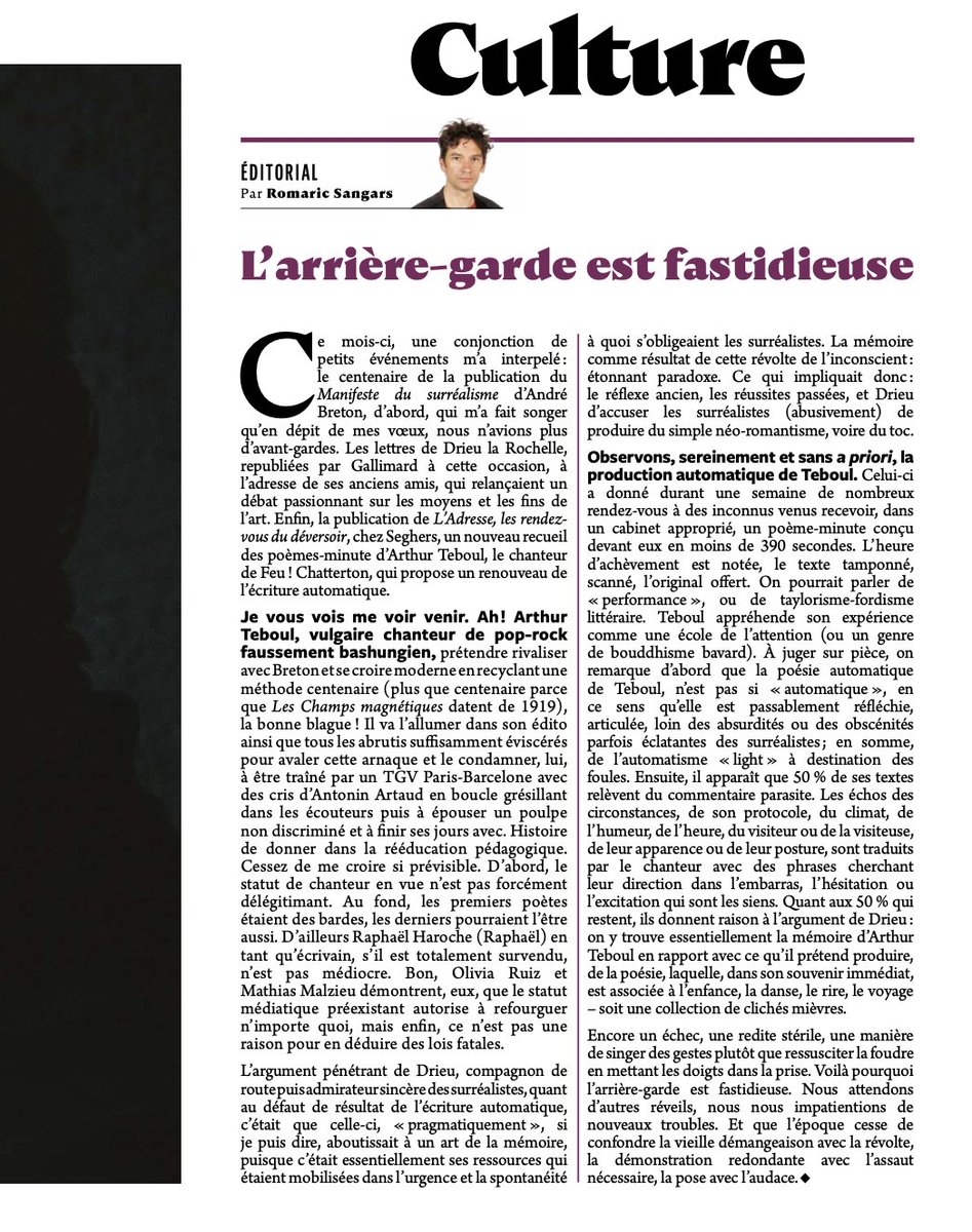 🔴« Encore un échec, une redite stérile, une manière de singer des gestes plutôt que ressusciter la foudre en mettant les doigts dans la prise. Voilà pourquoi l’arrière-garde est fastidieuse. » L'édito culture de Romaric Sangars :⬇️ lincorrect.org/editorial-cult…