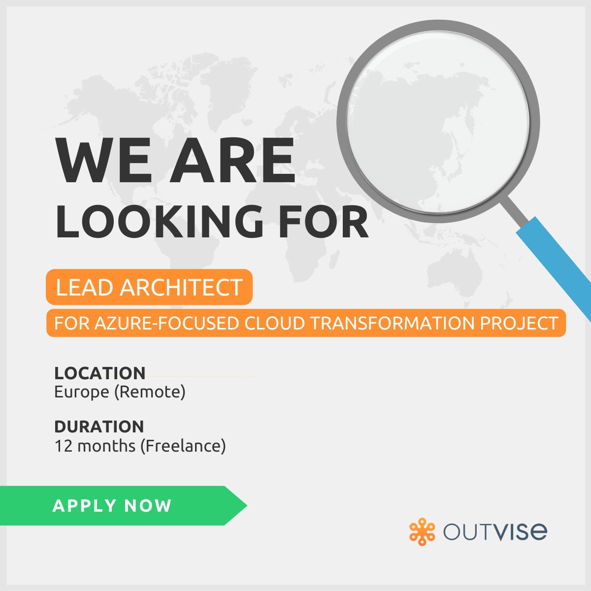 Our client is seeking a Lead Architect for Azure-focused Cloud Transformation Project. 🔎

Apply here 👉 outvise.com/sl/Ssz5ypRbe0

#OutviseProjects #Freelance #Hiringnow #Europe