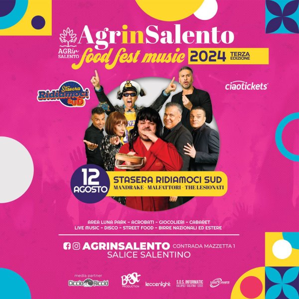 💣 Il 12 agosto una carrellata di risate vi aspettano ad @agrinsalento con STASERA RIDIAMOCI SUD con MANDRAKE, I MALFATTORI e Giampaolo Catalano Morelli I LESIONATI 💣

Info ticket 🎫 su #ciaotickets👆
#agrinsalentofoodfestmusic #ridiamocisud #mandrake #imalfattori #ilesionati