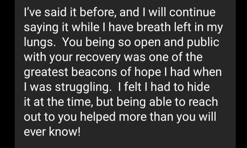 I was touched to get this DM earlier in the week. If you are in a position to and feel strong enough in yourself, sharing what you are going through, can really help others in similar positions. Change is possible.