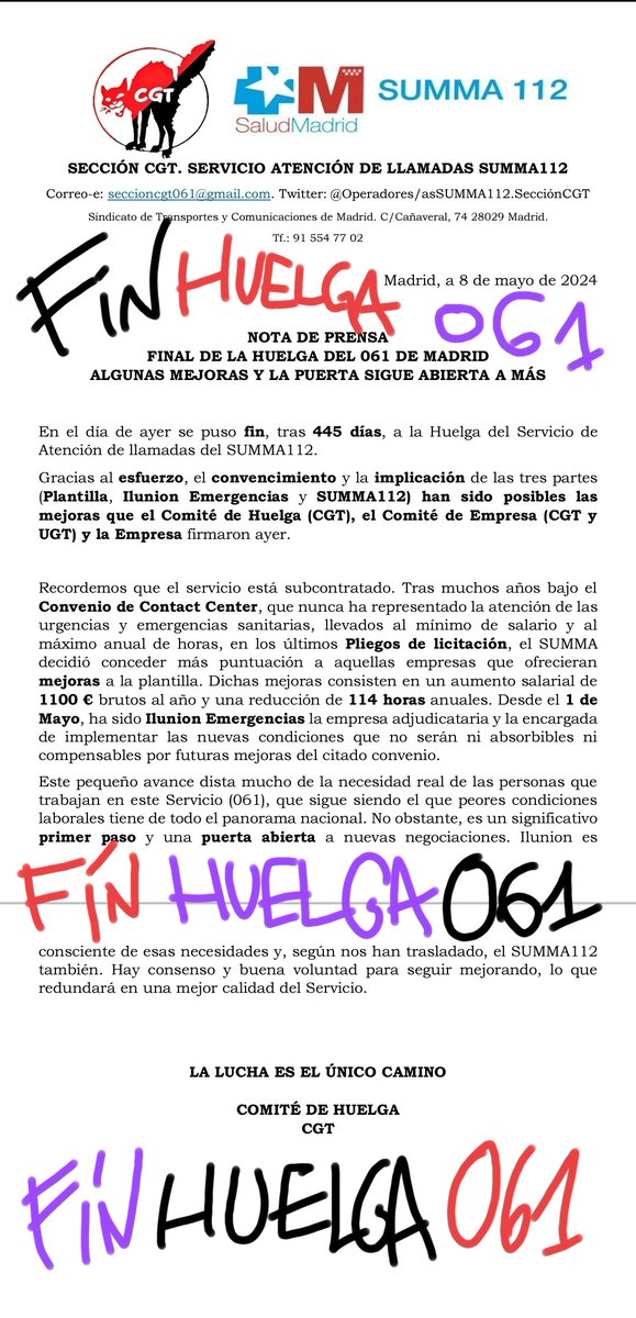 Operadores/as SUMMA112. Sección CGT tweet media