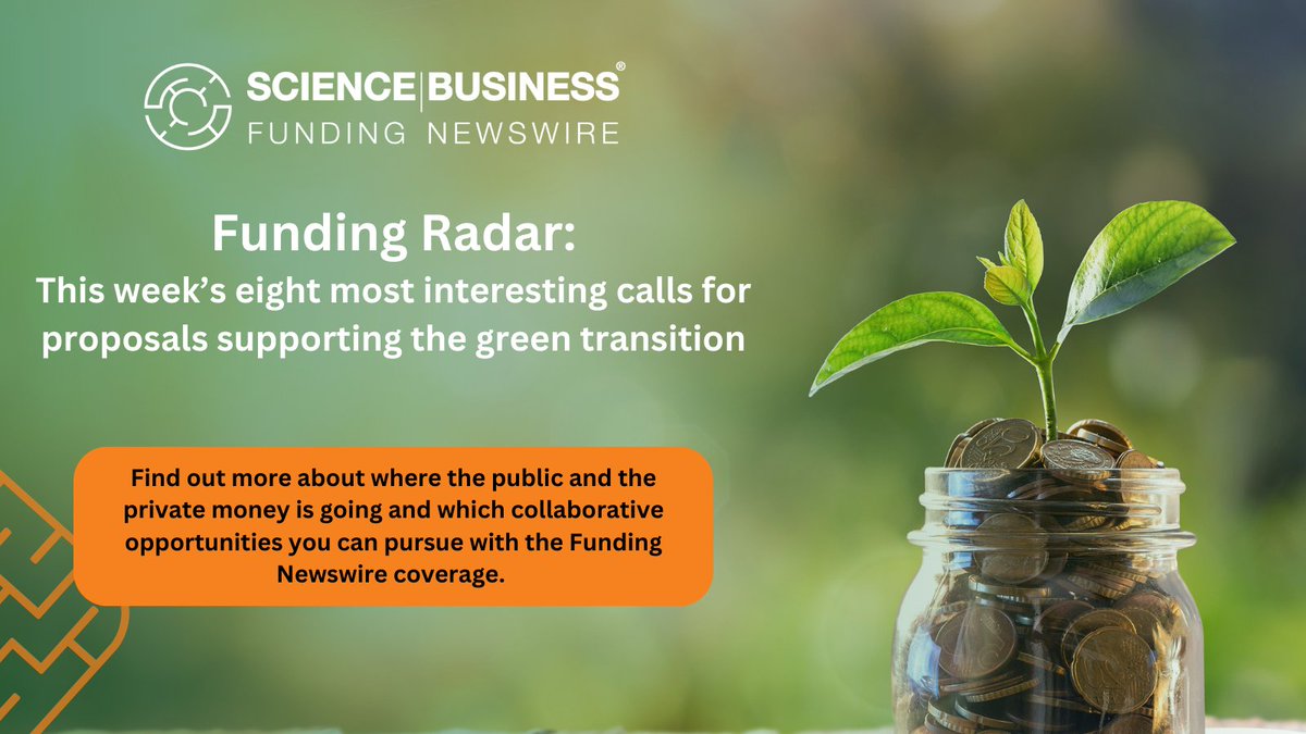 Despite debates over the effectiveness of the European Green Deal, over 35% of Horizon Europe’s budget is dedicated to this field. Here’s a list of this week's eight most interesting calls for funding #GreenTech in the EU, Africa and the US: tinyurl.com/2xzbtpp9