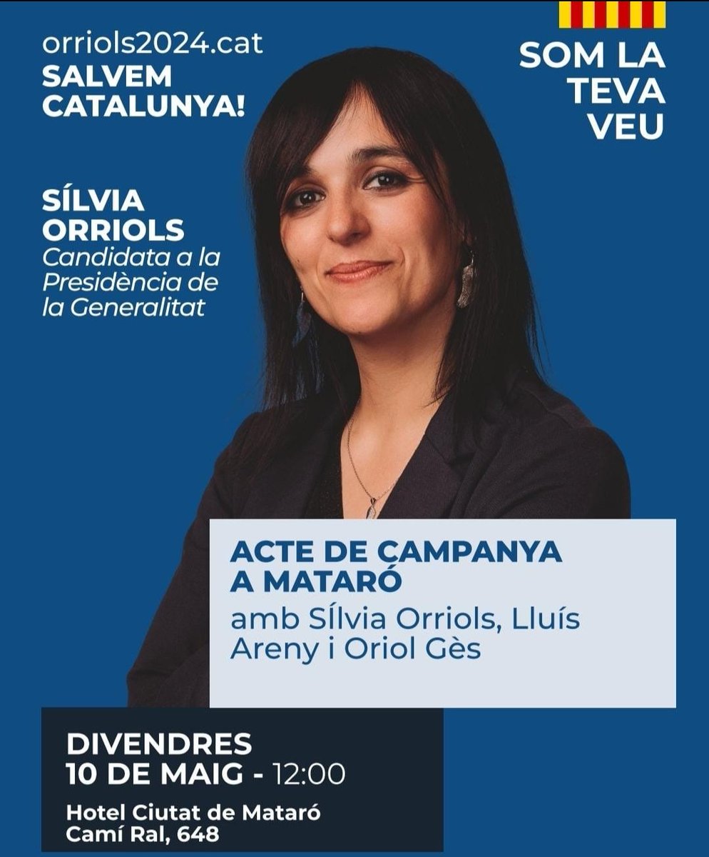 És un honor tenir a la Sílvia @orriolsderipoll l'últim dia al maresme (Mataró), abans de tancar campanya a Ripoll!! Us hi esperem! @CatalunyaAC #SalvemCatalunya 💙
