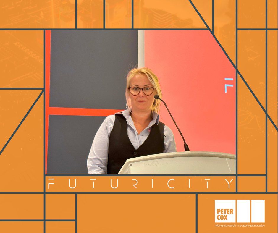 petercox1951's tweet photo. Operations Director, Catherine Hill, has taken to the stage at the Peter Cox FUTURICITY covering how technology such as thermal imaging and new product developments are being used in the worlds of mould cleaning, condensation prevention and flood resilience. https://t.co/wHlElqgRil