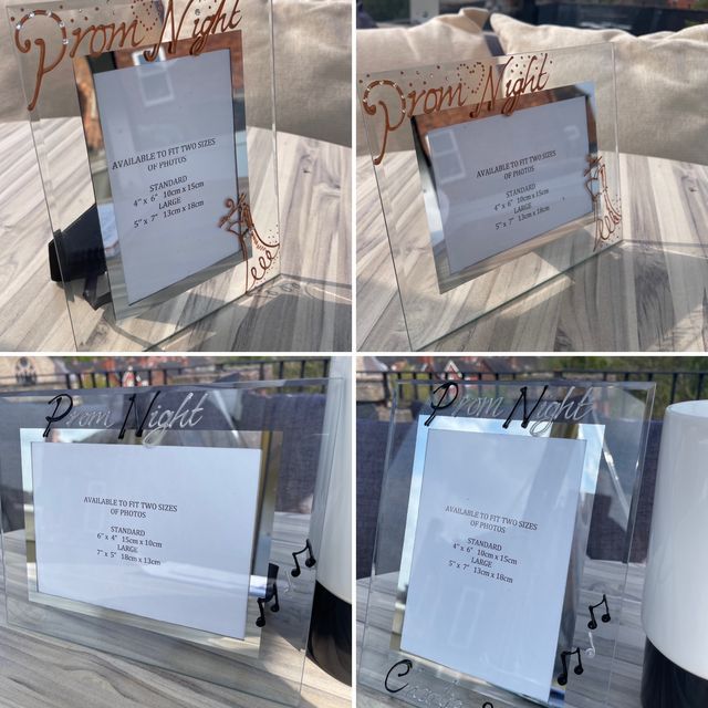 Two designs of our  Prom Night photo frames one encrusted with sparkling crystals the other in a simple black/silver hand painted in 3D at our studio in Stoke on Trent. And, they can be personalised with name and date of a very special occasion.
#perfectgift #promnight