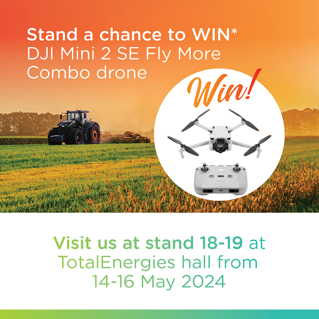 We continue with our commitment to powering the future of farming in South Africa. 🌽 Join us at Nampo in Bothaville from the 14 - 17th of May 2024 📆 But that's not all! Visit us at stand 18-19 and you could stand a chance to win a DJI Mini 2 SE Fly More Combo drone. 🥇