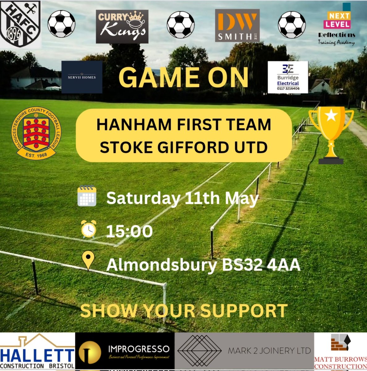 Here we go then, the Les James League Cup Final is this Saturday, at Almondsbury, 3pm KO! Come along and show your support to the lads! #HAFC #UTH