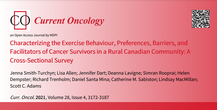 🔝 #HighlyCitedPaper Characterizing the Exercise Behaviour, Preferences, Barriers, and Facilitators of Cancer Survivors in a Rural Canadian Community: A Cross-Sectional Survey brnw.ch/21wJBVn #exercise #barriers #oncology #ruralpopulation