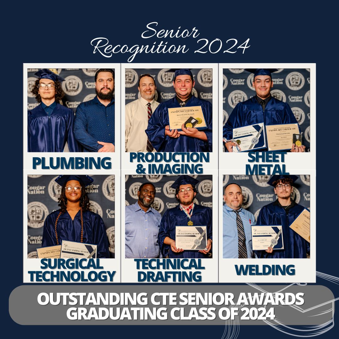 Our Graduating Class of 2024 came together for our annual Senior Recognition Ceremony. Our first batch of highlights recognize those who earned 'Outstanding Senior' for their respective CTE program. Congratulations! #NCCVTworks #CougarNation