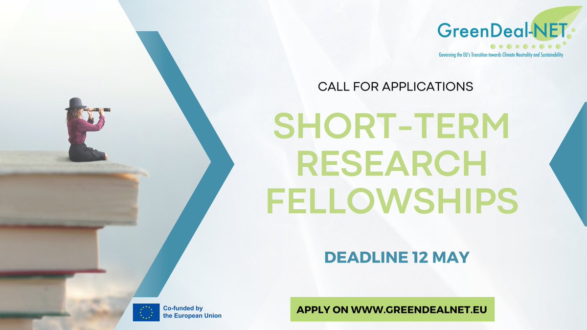 📢Attention early-career scholars! Are you working on topics related to the #EU #GreenDeal & the governance challenges it poses? Then apply for our short-term research fellowship & enhance your skills, contribute & join the network! ⏰ 12/05 All info 👉 greendealnet.eu/Short-Term-Res…