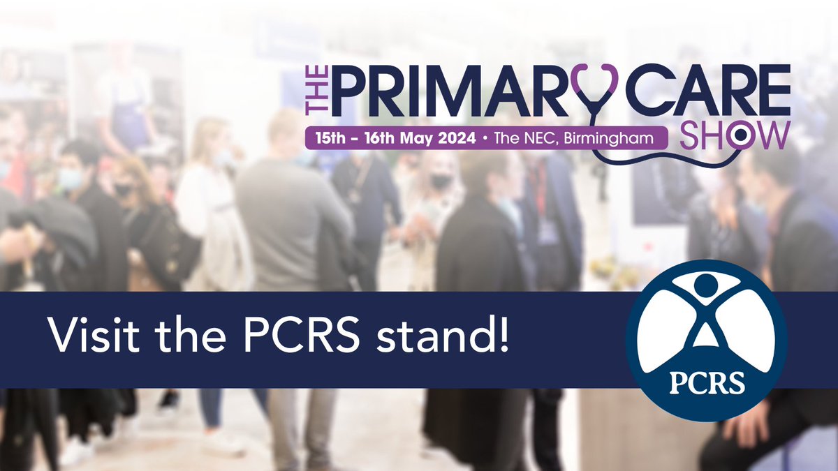 PCRS are pleased to be at the Primary Care Show 2024 on the 15-16 May. Browse the event programme on @PrimaryCareShow website ow.ly/aL7X50RiQ8b and register for your free pass to join 1,000s of primary care professionals ow.ly/rXu950RiQ8c Be sure to visit our stand!