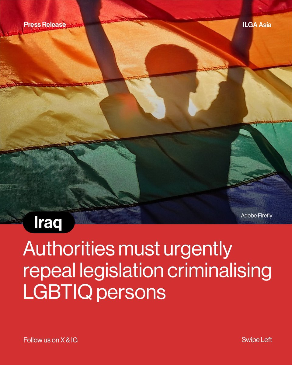 On 27 April 2024, the newly amended “Law on Combating Prostitution and Homosexuality” was passed in the Iraqi parliament, posing a severe threat to the rights of LGBTIQ persons in Iraq. Read the full statement at: bit.ly/IraqBriefingNo…