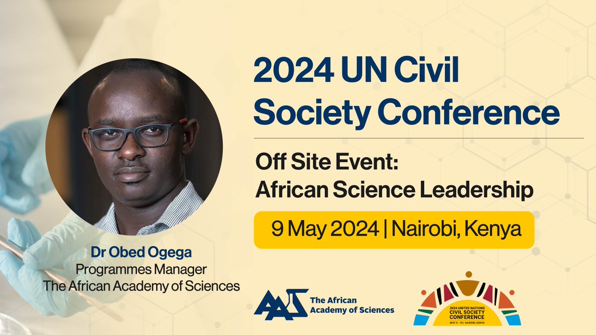 AAS is taking part in the UN Civil Society Conference today! Dr Obed Ogega will present on Accelerating new #innovations and #technologies for sustainable development in Africa and globally at the African Science Leadership meeting Learn more👉shorturl.at/dmpqJ #2024UNCSC