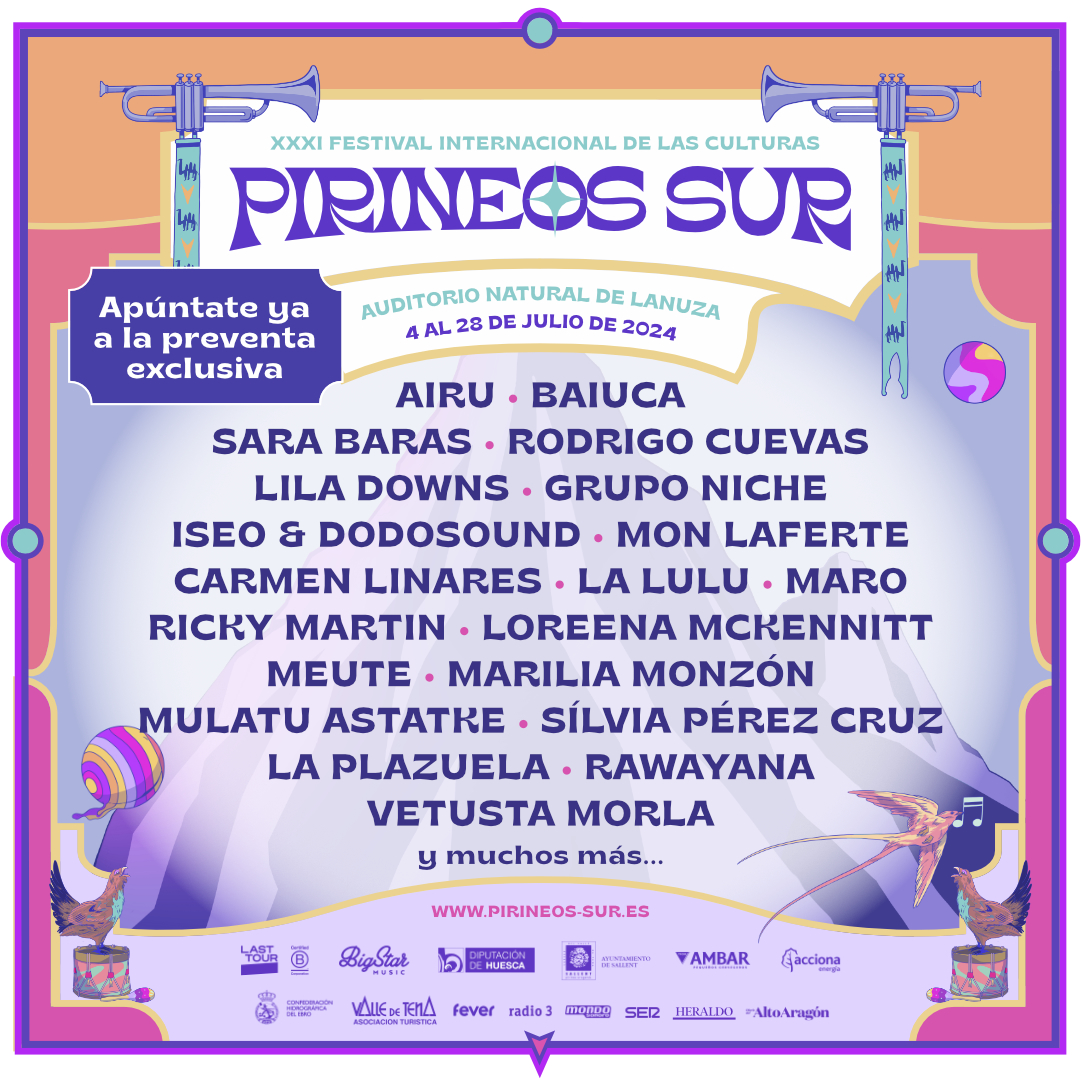 🐫 ¡Ya está aquí el cartel de #PirineosSur2024!
⛰️ Del 4 al 28 de julio
💛 Entradas: mañana, 10 mayo a las 10h
💥 Pre-save: hoy, a partir de las 14h
👉 pirineos-sur.es

<a href="/DPHuesca/">Diputación de Huesca</a> <a href="/lasttourint/">Last Tour</a> <a href="/BigStarMusices/">Big Star Music</a>