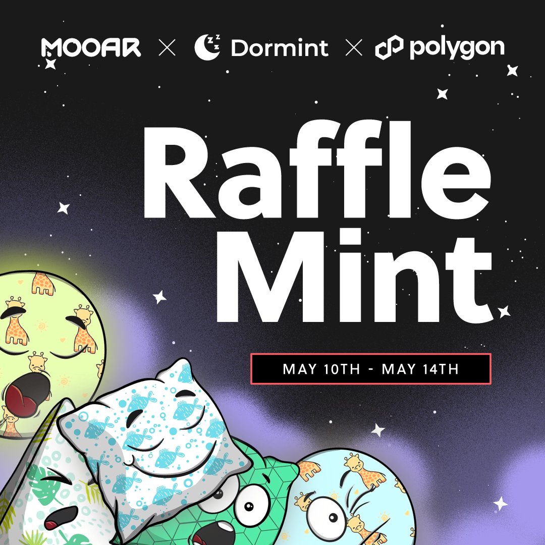 #Dormint x MOOAR collab 💤 @Dormint_io incentivises users to profit from their sleeping habits & improve them; an engaging ecosystem where healthy sleep is rewarded with DORM tokens that can be used in a variety of ways! The Raffle Mint will go live on the #MOOAR platform &…