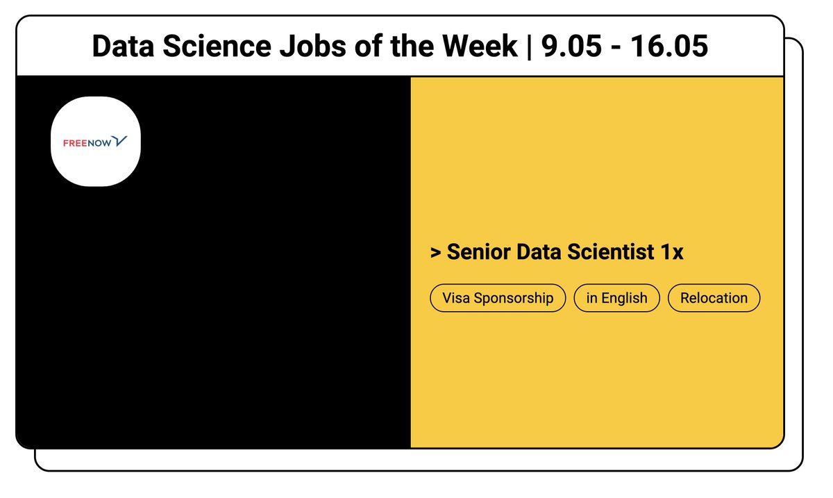 Hey guys👋

This week's hand picked Data Science position in📍Germany (w/ visa sponsorship):

- @FreeNow_DE (mobility)

Check and apply: datajob.io/search/data-sc…