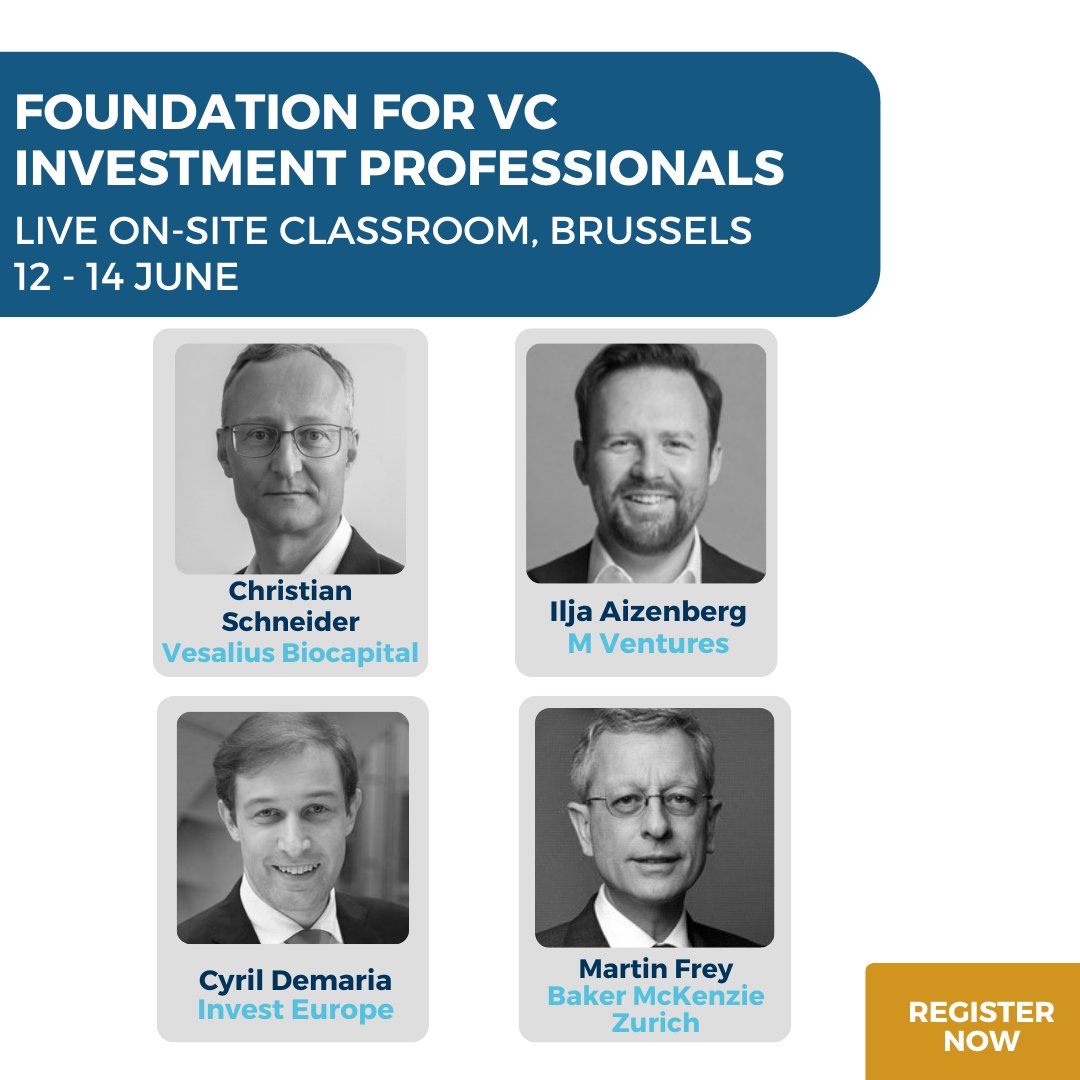 Foundation for VC Investment Professionals Training Gain a broad understanding of the entire #VentureCapital investment cycle, from fundraising to exits. Learn best practices from industry experts and network with peers from all over Europe at our in-person #training. 📆 12-14…