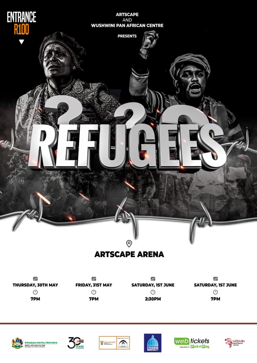 Refugees Refugees, a production directed by Jerry Pooe takes the audience through the journeys and stories of those in a refugee camp, people reduced to mere statistics but living in hope. Book now: webtickets.co.za/v2/Event.aspx?… Dates: 30 May - 1 June #ArtscapeTheatre