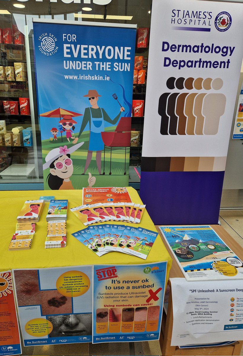We're at the #SunSmart event in @stjamesdublin. Stop by our stand and learn how to protect against #SkinCancer! #Skincancerawarenessmonth
