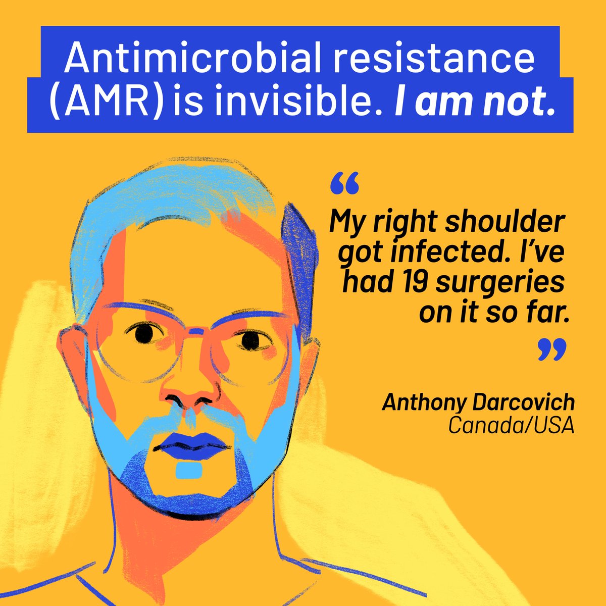 Speaking out against #AntimicrobialResistance or #AMR 👉Antimicrobial resistance is invisible, but its victims are not👈 1⃣2⃣ #AMRsurvivors & advocates share their stories, urging awareness and action to stop AMR in its tracks who.int/campaigns/worl… #HealthSecurity #SDGs