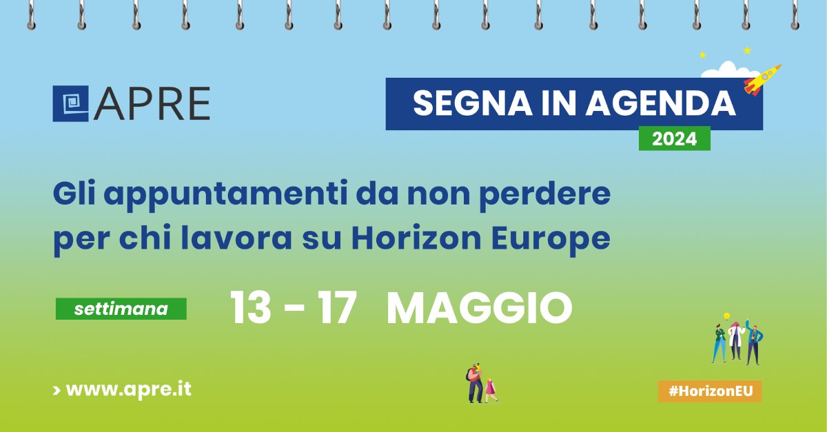 📌 SEGNA IN AGENDA... 📝 Gli appuntamenti per chi lavora su #HorizonEU 🔜 ​ 🔸 Workshop - #EO for Agriculture Under Pressure 2024 📅 13-15/05, Frascati e 💻 🔹 Workshop - Knowledge Exchange Platform (KEP 2.0) 📅 14/05, Bruxelles 🌍 👉 apre.it/eventi #APREagenda