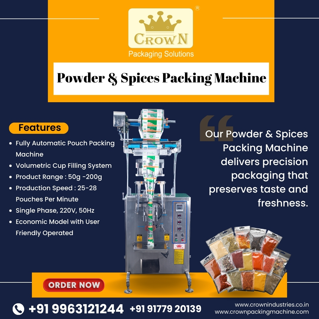 CROWNPacking's tweet image. 🌟 Introducing our latest innovation in packaging solutions: CROWN Packaging Solutions&apos; Powder &amp;amp; Spices Packing Machine!

🌐 : crownpackingmachine.com
📞 : 9963121244

 #CrownPackaging #PowderPacking #SpicesPacking #InnovationInPackaging #PackagingInnovation #ProductFreshness