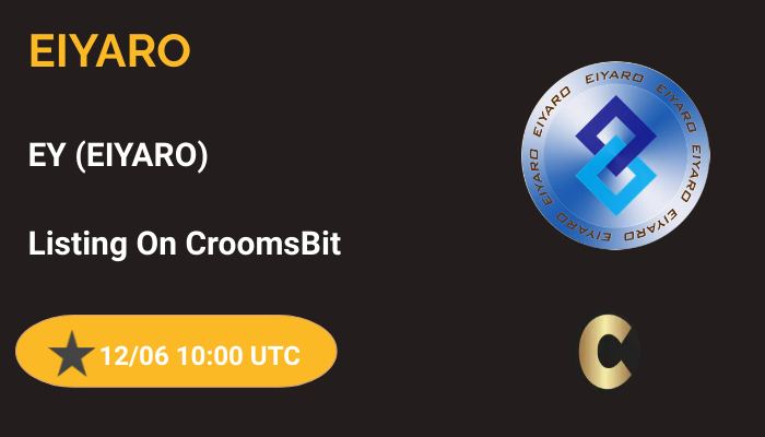 #CroomsBit is thrilled to announce the listing of EIYARO @eiyaro_org Trading Pair : EY/USDT Deposit Open : 9th June 2024 10:00 UTC Trading Open : 12th June 2024 10:00 UTC LEARN MORE : t.me/CroomsBitExcha… #CRYPTO #cryptocurrency #EIYARO #CROOMSCOIN #DEFI #bep20