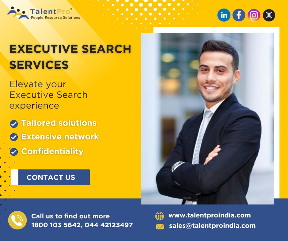 Ready to elevate your leadership team and explore new opportunities for your organization? Contact us today to see how TalentPro India’s executive search service can be the key to your company’s next phase of growth.
talentproindia.com/services/execu…
#ExecutiveSearch #RecruitmentServices