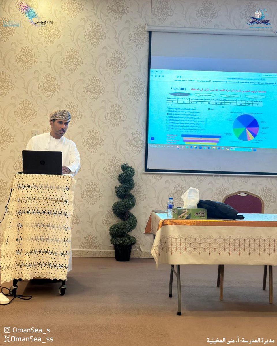 قدم الاستاذ فيصل عبدالله سعيد النعيمي أخصائي دراسات دولية أول بدائرة القياس و التقويم التربوي
 ورقة عمل بعنوان تحليل نتائج الاختبار النهائي لمعلمات بحر عمان. يوم الخميس الموافق ٩مايو / ٢٠٢٤م