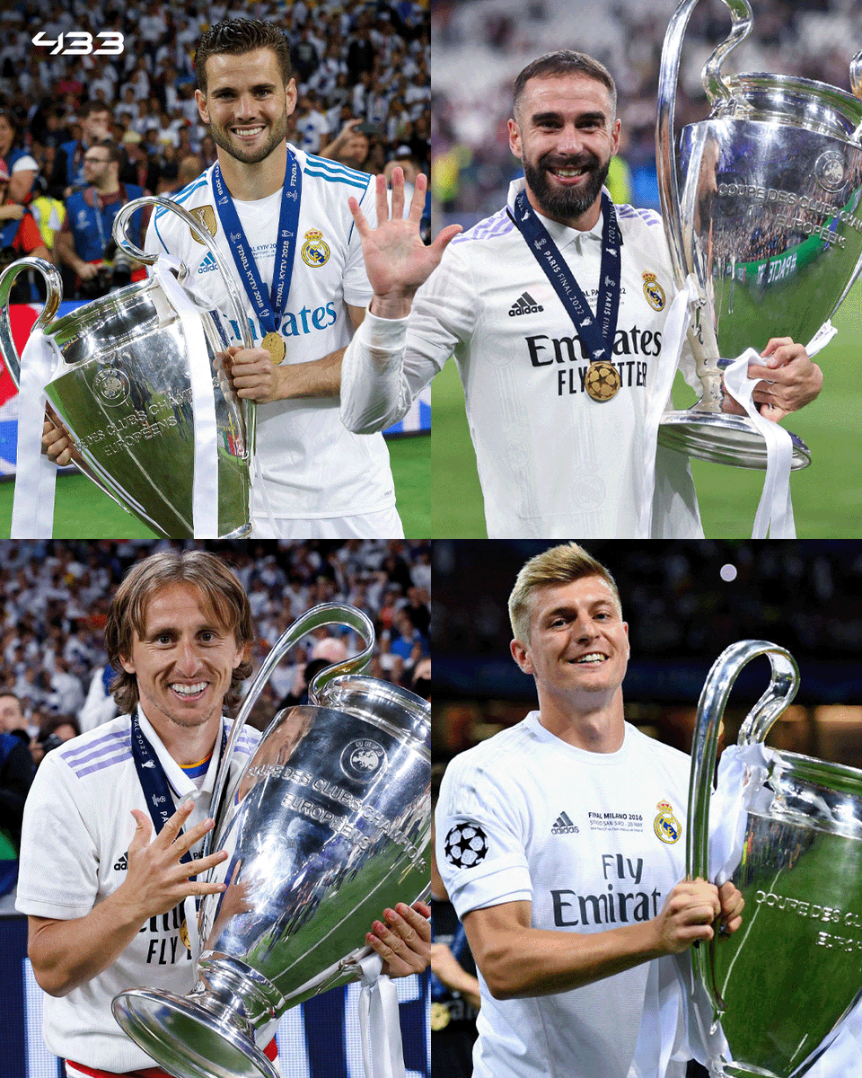 Nacho, Carvajal, Modrić & Kroos have a chance of equalling Paco Gento as the most decorated players in European Cup/Champions League 𝐇𝐈𝐒𝐓𝐎𝐑𝐘 ( six 🏆)