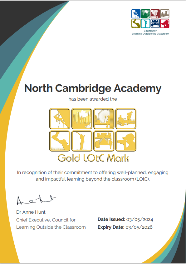 We are proud to be awarded the GOLD LOtC Mark by @CLOtC. An important recognition of the fantastic learning beyond the classroom opportunities we provide for our students.
#ProudToBeNCA #NCAValues #Hardworking #Ambitious #Confident #Creative #Kind