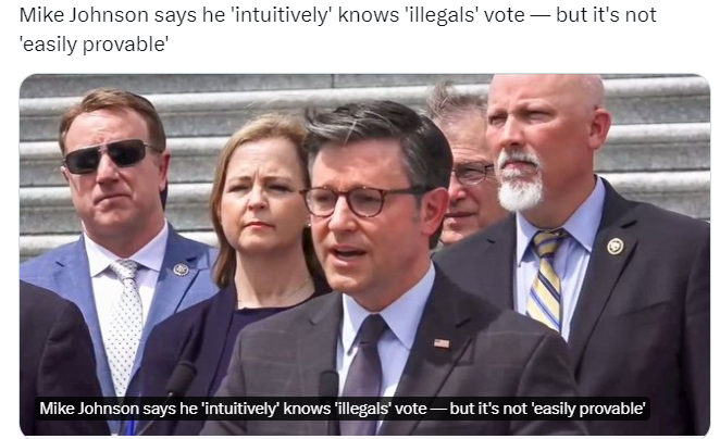Not this stupid 💩 again! 👏Back! Gumbo Moses Maga Mike Johnson and #NJ02 Jeff Van Drew know that illegals don't vote. The try to foment divisiveness and just make themselves look really f'n ignorant. #DemVoice1 #DemCastNJ #FRESH #wtpBLUE
