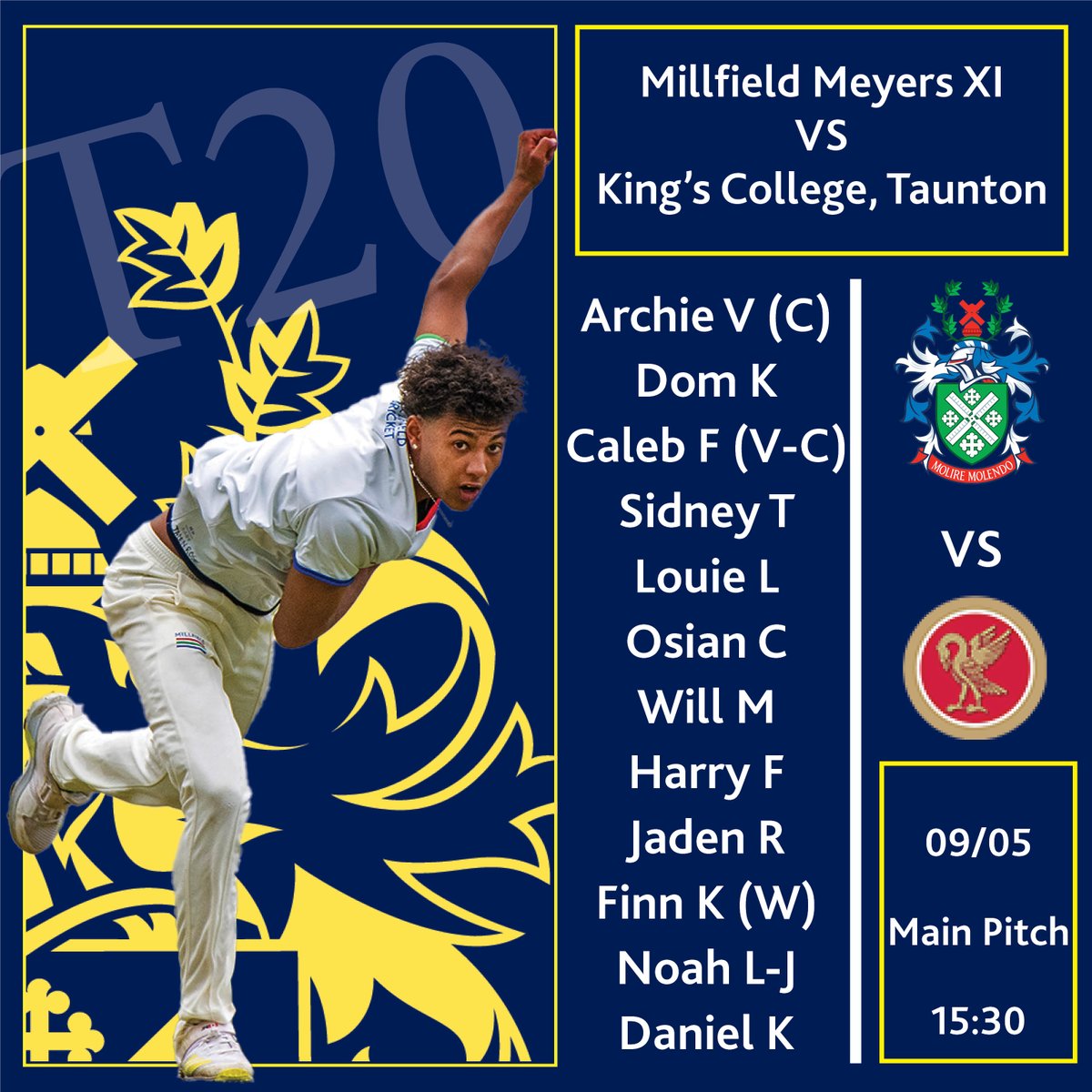 The suns out and cricket is on! ☀️ 🏏 Make sure to support the Meyer’s squad in action this afternoon as they take on King’s College, Taunton in round 1 of HMC T20.