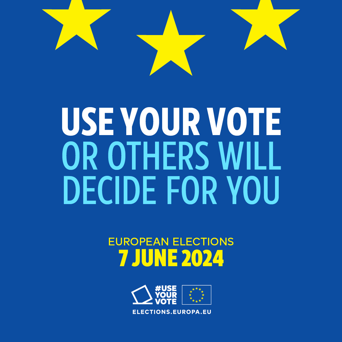 #UseYourVote. Or others will decide for you. 🇪🇺 How? 1️⃣ Register to vote by 20 May: checktheregister.ie 2️⃣ Sign up for voting reminders: europa.eu/!tVffmbc 3️⃣ Go to vote on 7 June! #EUelections2024 #EE24